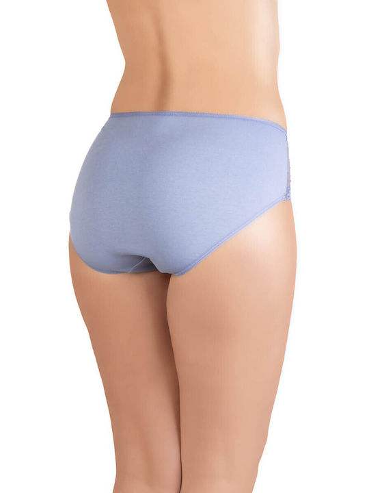 Elite Form Cotton High-waisted Women's Slip with Lace Light Blue