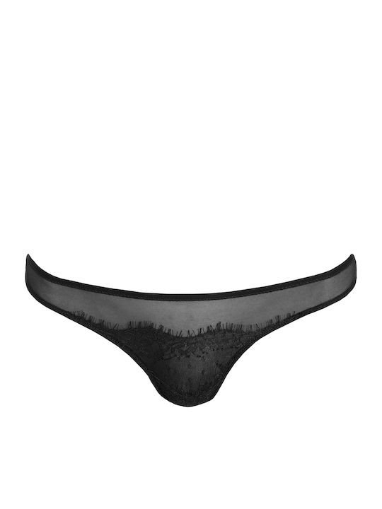 Γυναικείο String με Δαντέλα Μαύρο