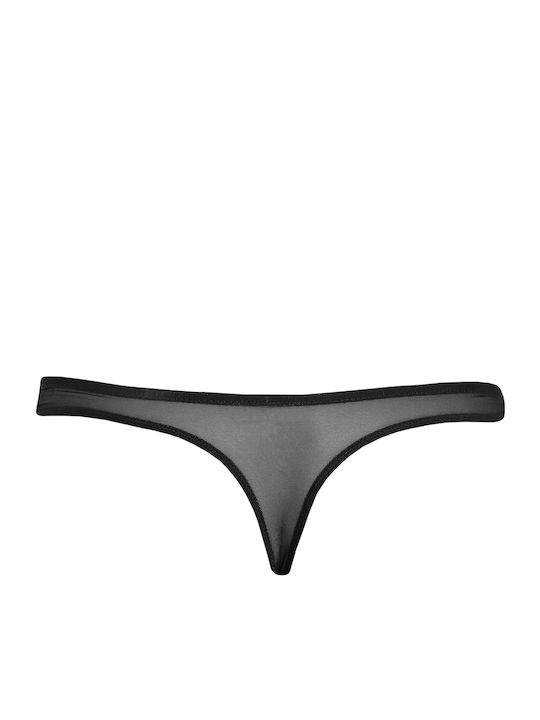 Γυναικείο String με Δαντέλα Μαύρο
