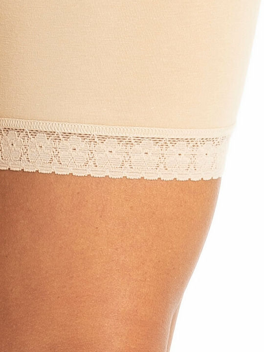 Plus High-waisted Women's Boxer with Lace Beige