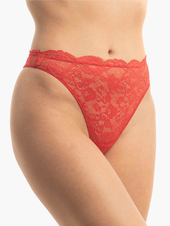 Γυναικεία String 2Pack με Δαντέλα Κόκκινα
