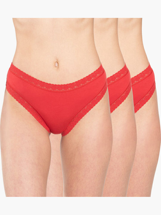 Plus Women's Slip 3Pack with Lace Red