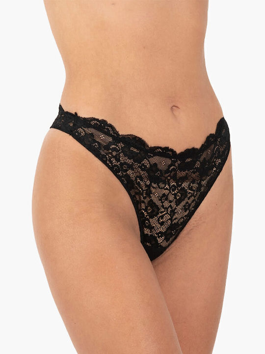 Women's String 2Pack with Lace Navy Blue