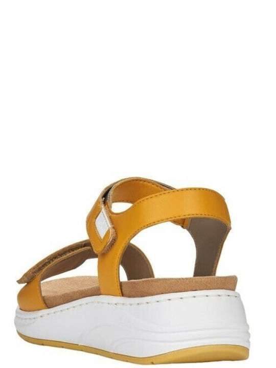 Rieker Anatomic Women's Leather Ankle Strap Platforms Yellow