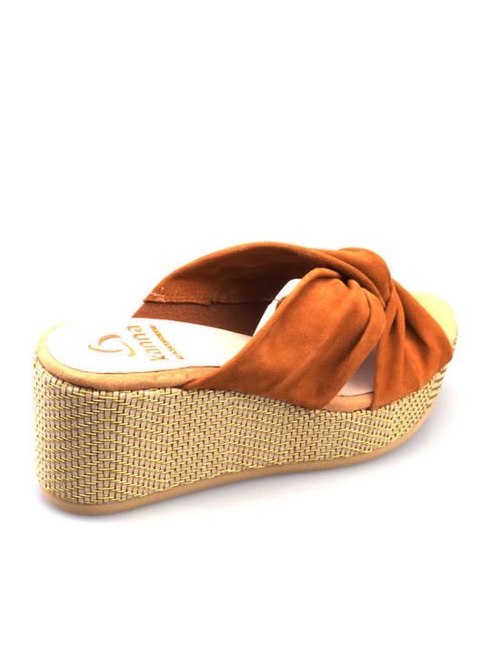 Women's Suede Platform Wedge Sandals Tabac Brown