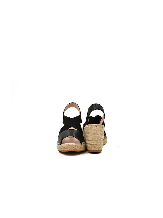 Kanna Women's Leather Platform Espadrilles Black