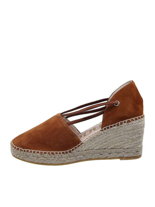 Women's Leather Platform Espadrilles Tabac Brown