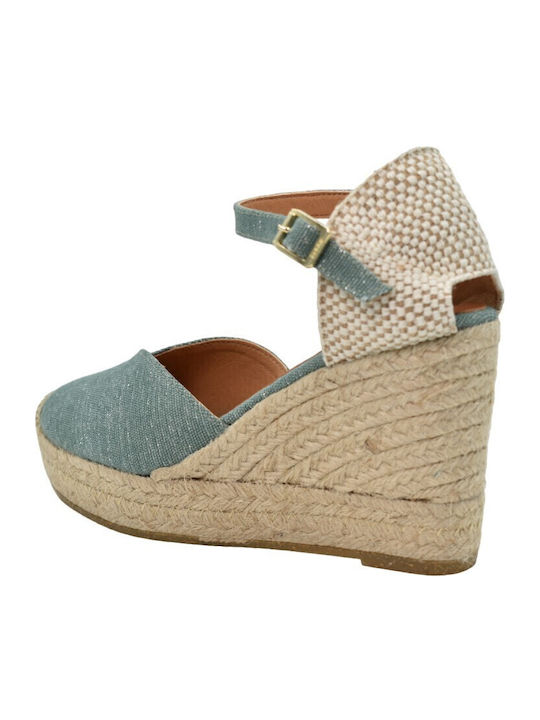 Platforme Dama În Tip Espadrile Culoare Turcoaz
