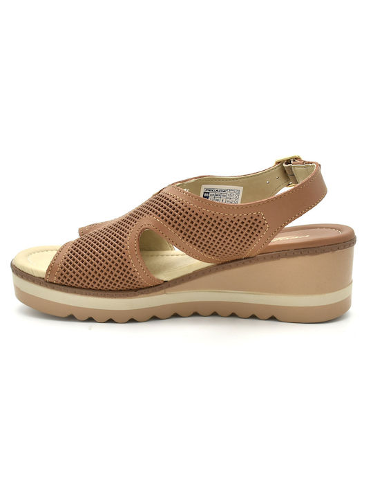 Women's Leather Platform Shoes Tabac Brown