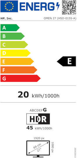 HP OMEN 27 IPS HDR Spiele-Monitor 27" FHD 1920x1080 165Hz mit Reaktionszeit 1ms GTG