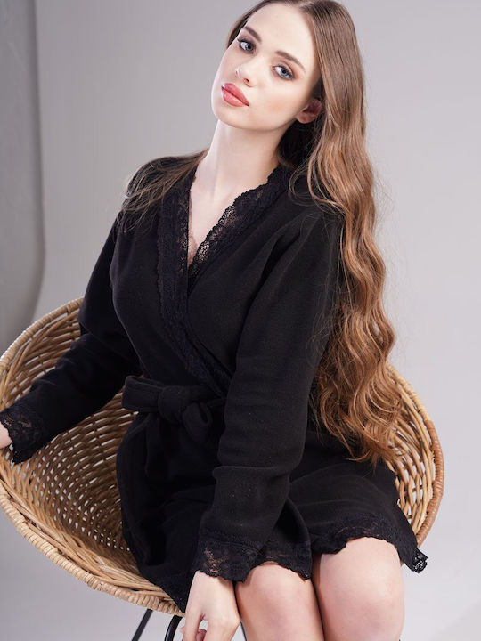 Vienetta Secret Winter Women's Fleece Robe Black
