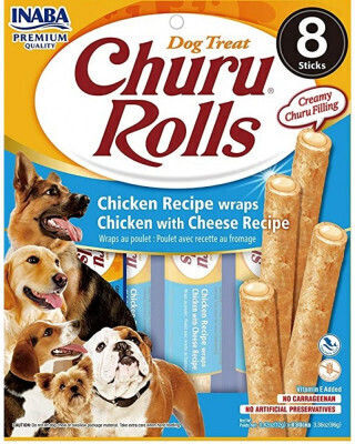 Inaba Churu Dog Rolls Dog Treat Grain Free with Chicken and Cheese 96gr 8pcs 039941