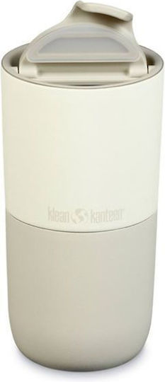 Klean Kanteen Rise Tumbler Ποτήρι Καφέ/Freddo / Κοκτέιλ/Ποτού / Νερού από Ανοξείδωτο Ατσάλι σε Μπεζ Χρώμα με Καλαμάκι 473ml