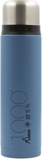 Laken Beverages Recyclable Bottle Thermos Stainless Steel BPA Free 1lt Blue with Cap-Cup