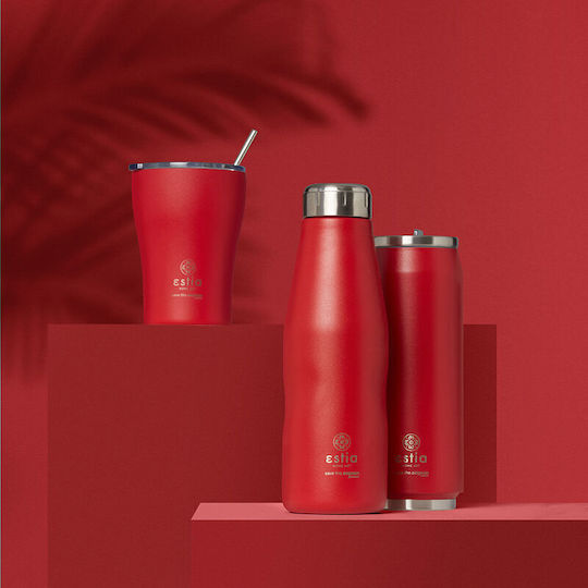 Estia Travel Flask Save Aegean Recyclable Bottle Thermos Stainless Steel BPA Free 500ml Scarlet Red