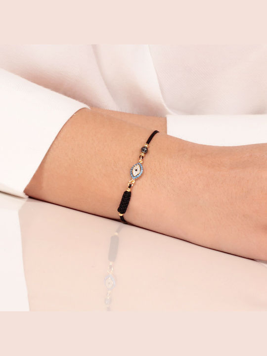 Abadianakis Bracelet with design Eye made of Cord Gold Plated