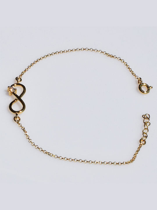 Bizoutaki Bracelet Chain with design Infinity made of Silver Gold Plated with Zircon