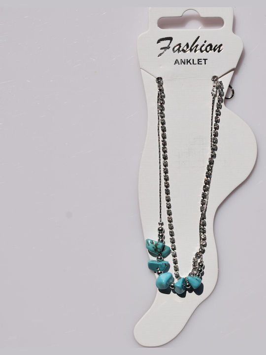 Bizoutaki Brass Anklet with Turquoise 21.5cm