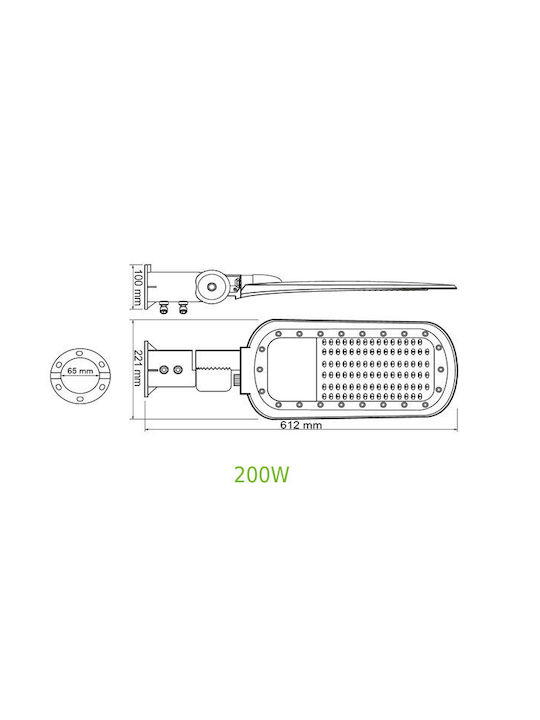 Aca Aca Außenstehlampe LED Straße 200W mit Natürliches Weiß Licht IP66 Weiß