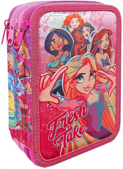 Disney Princess Federmäppchen Gefüllt mit 3 Fächern Fuchsie
