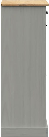 Schuhschrank aus Massivholz mit 2 Regalen Gray L60xW35xH96cm