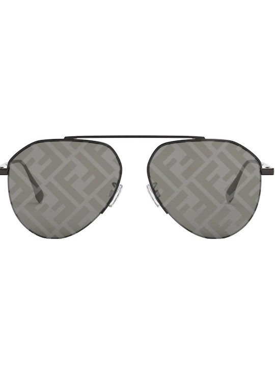 Fendi Men's Sunglasses with Silver Metal Frame and Silver Mirror Lens FE40061U 12C