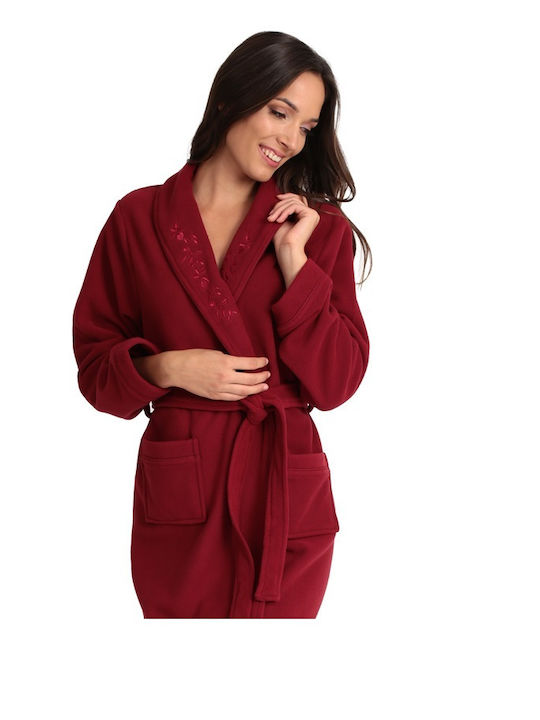 Lydia Creations De iarnă Pentru Femei Fleece Halat Burgundy