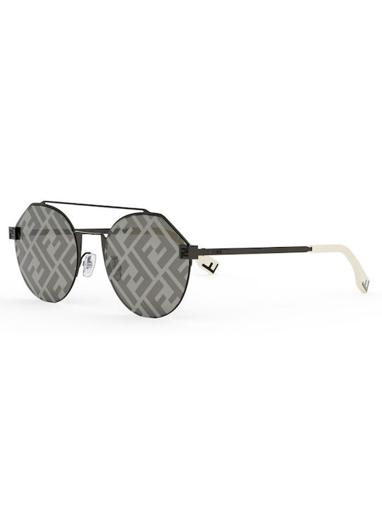 Fendi Men's Sunglasses with Black Metal Frame and Silver Mirror Lens FE40060U 12C