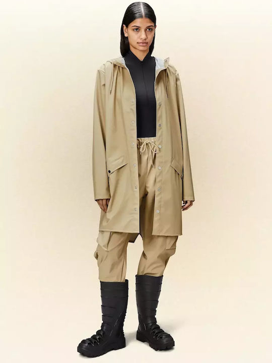 Women's for Hiking Short Lifestyle Jacket Waterproof for Spring or Autumn Beige