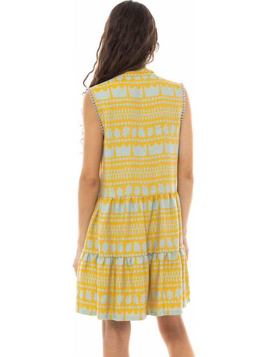 Pink Label Damen Kleid Strand Gelb