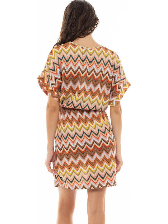 Pink Label Damen Mini Kleid Strand Mehrfarbig