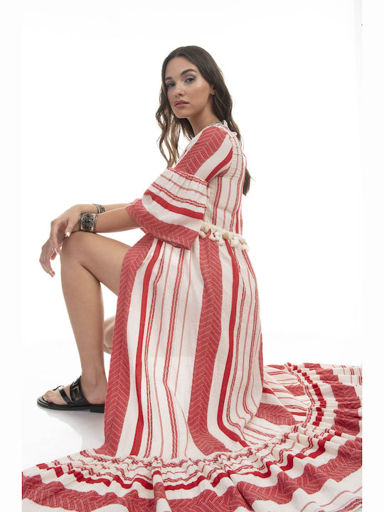 Raffaella Collection Feminin Lung Caftan de Plajă Roșu