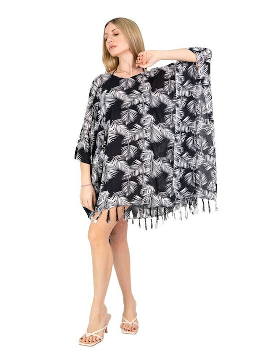 Aquablue Feminin Scurt Caftan de Plajă Negru