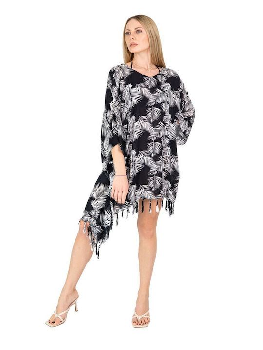 Aquablue Feminin Scurt Caftan de Plajă Negru