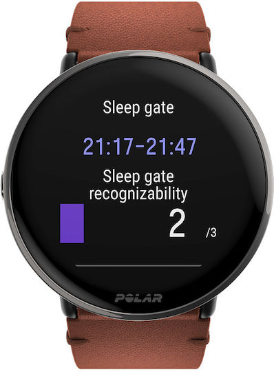 Polar Ignite 3 43mm Αδιάβροχο Smartwatch με Παλμογράφο (Titanium with Brown Strap)