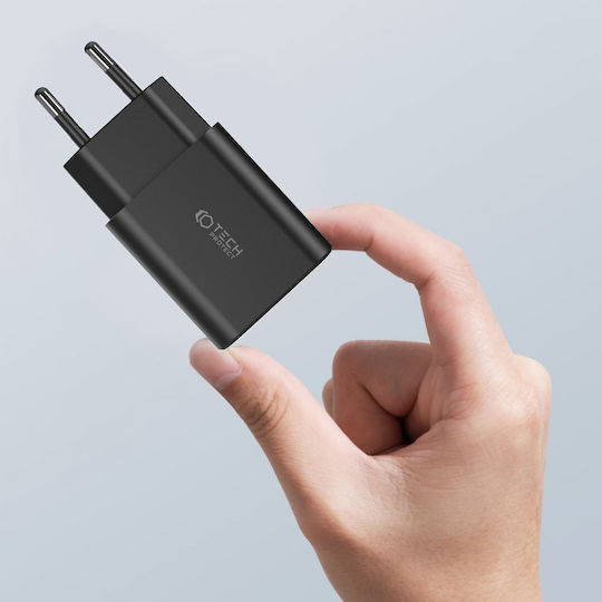 Tech-Protect Φορτιστής Χωρίς Καλώδιο με Θύρα USB-A και Θύρα USB-C Power Delivery / Quick Charge 3.0 Μαύρος (NC30W)