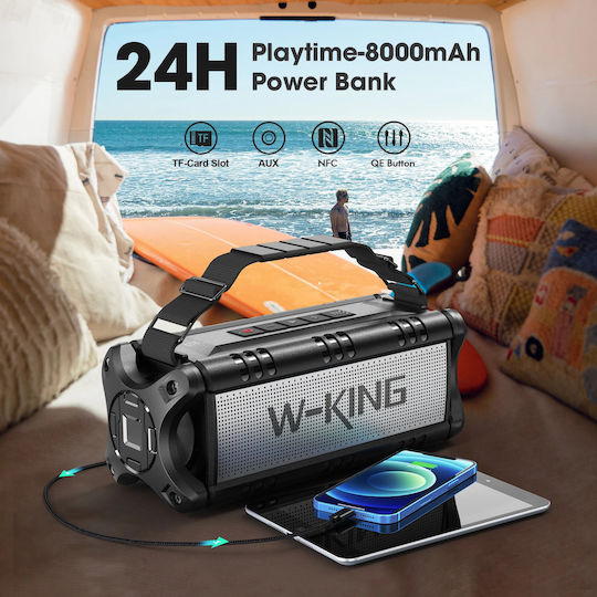 W-King D8 Bluetooth Speaker 50W with Battery Life up to 24 hours Black