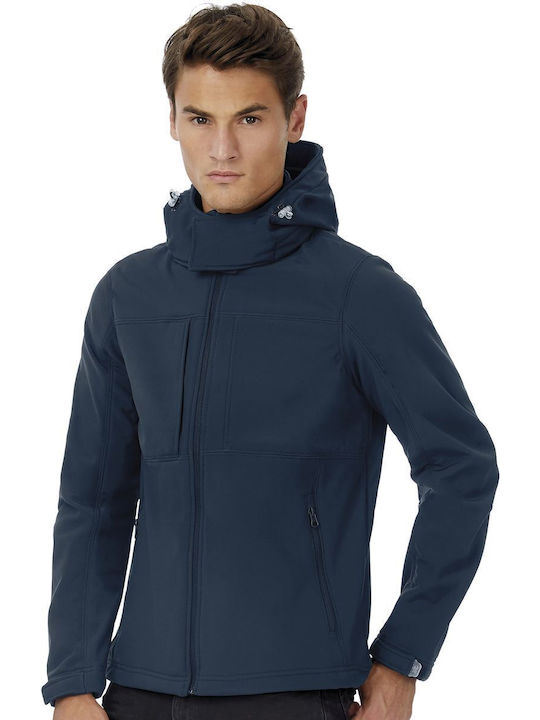 B&C Men's Winter Softshell Jacket Waterproof and Windproof Navy Blue