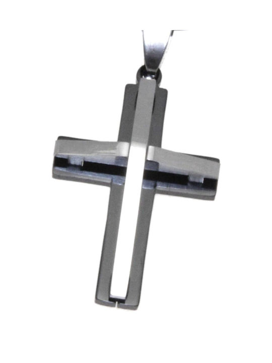 Tatu Moyo Black Cross from Steel with Cord