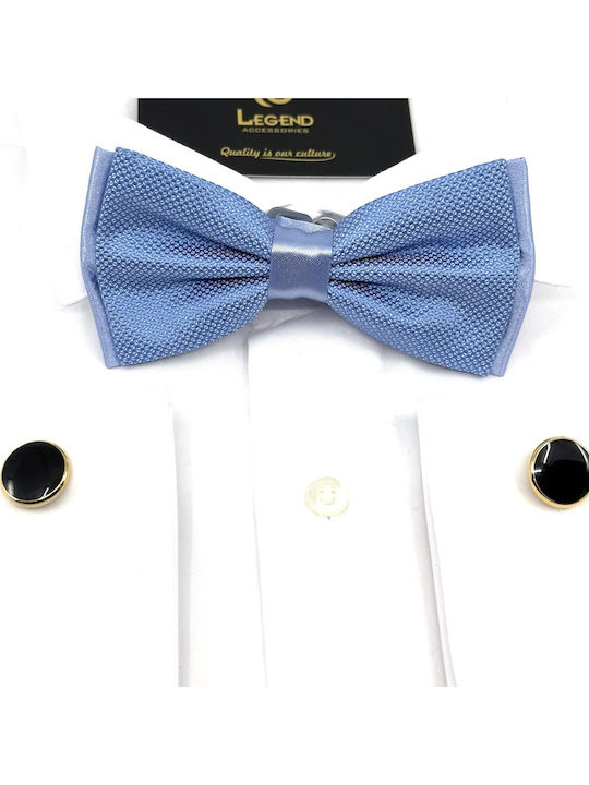 Legend Accessories Σετ Υφασμάτινo Παπιγιόν με Μαντήλι Γαλάζιο