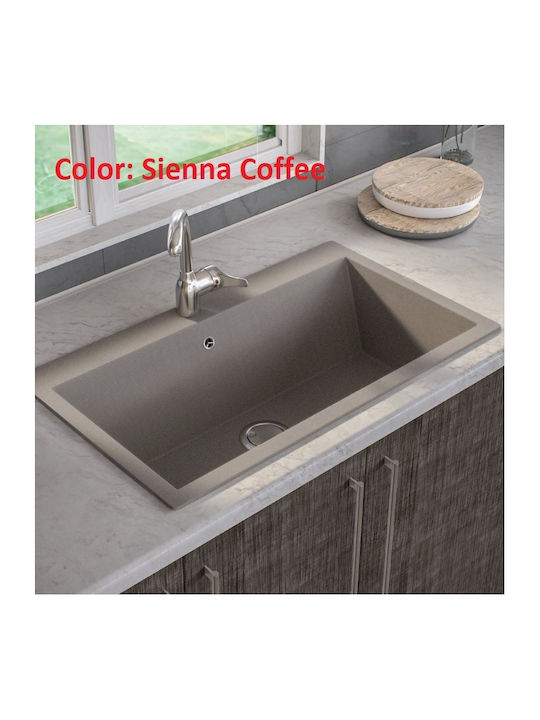Sanitec Ultra Granite Drop-In Мивка от Синтетичен Гранит Ш70xД50см Графит