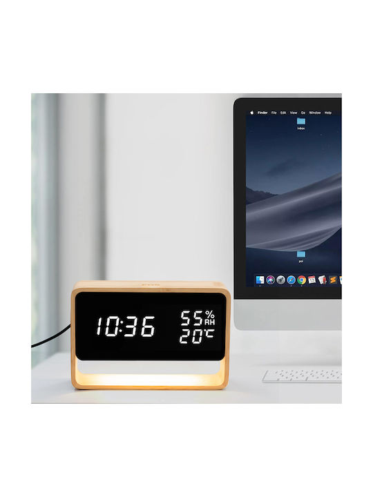 Life Fos Bamboo Настолен Часовник с Аларма 221-0359