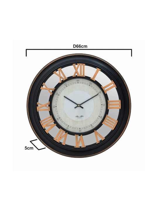 Inart Antique Wall Clock Polyresin Black Ø66cm