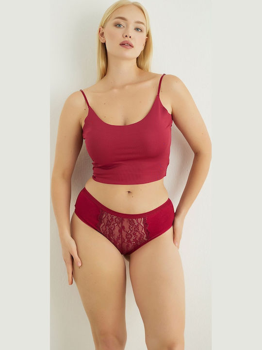Βαμβακερά Ψηλόμεσα Γυναικεία String MultiPack με Δαντέλα
