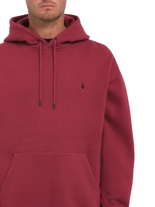 Volcom Herren Sweatshirt mit Kapuze und Taschen Rot