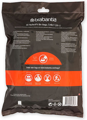 Brabantia Σακούλες Απορριμάτων Χωρητικότητας 20lt 40τμχ Λευκές