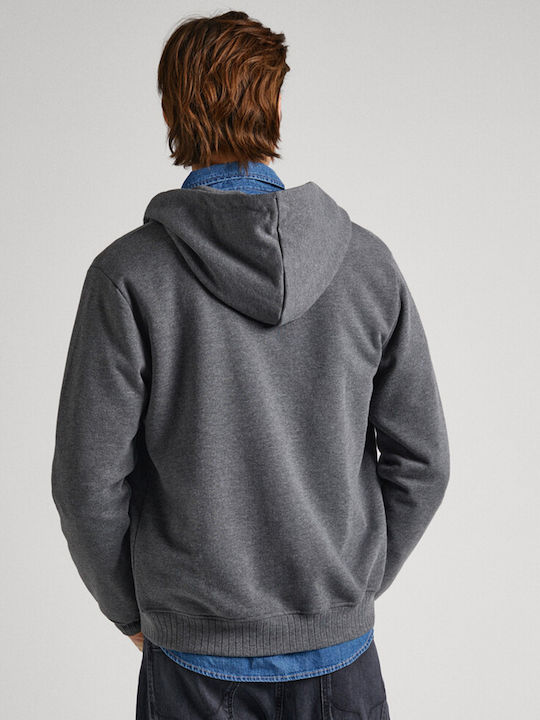 Pepe Jeans Men's Sweatshirt Jacket with Hood and Pockets Gray