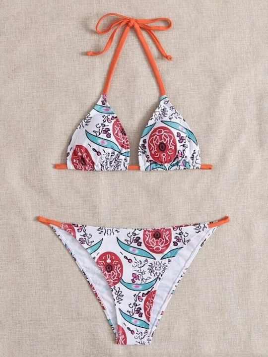 Sushi's Closet Bikini Set Triangle Top & Brazil Bottom White Floral