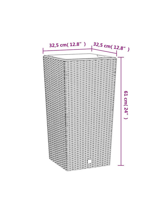 vidaXL Γλάστρα Πλαστική Γκρι 32.5x32.5x61εκ.