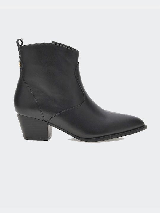 Guess Leather Women's Ankle Boots with Medium Heel Black